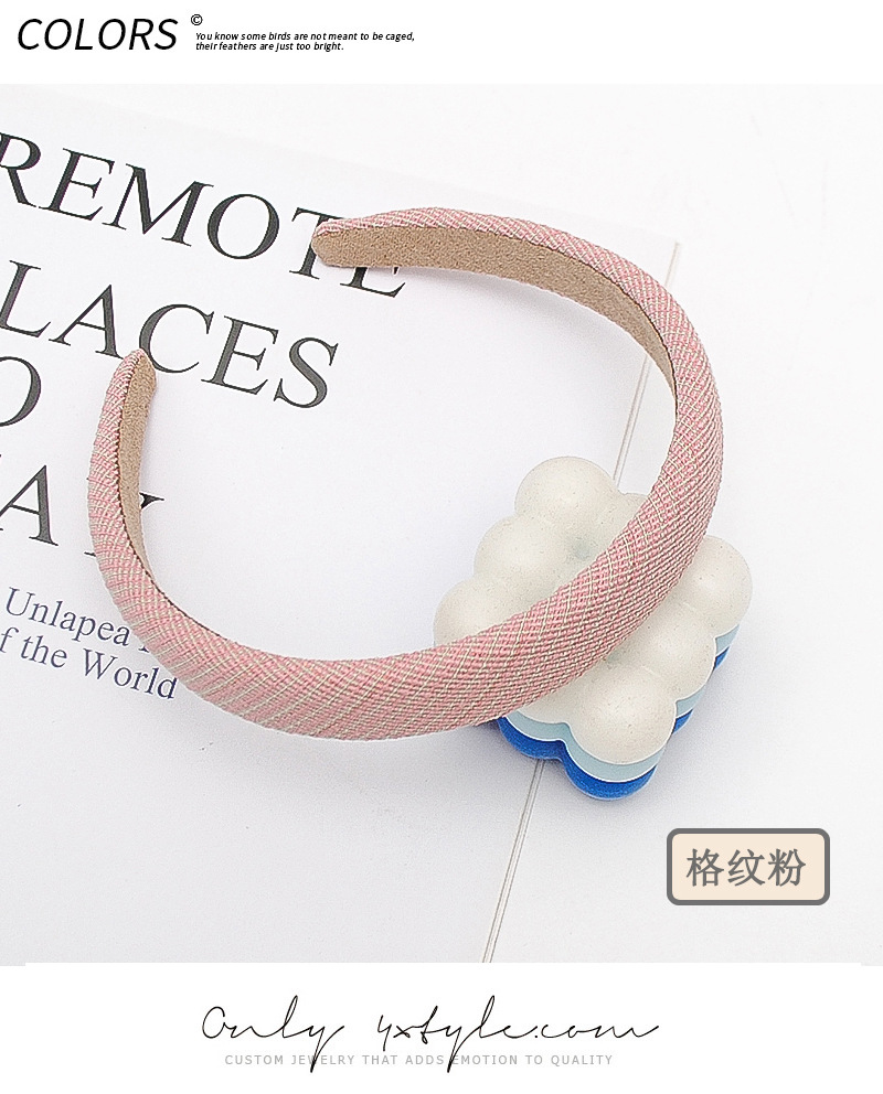 复古法式小香风宽边海绵发箍小方格增高颅顶秋冬外出压发饰头箍女详情3