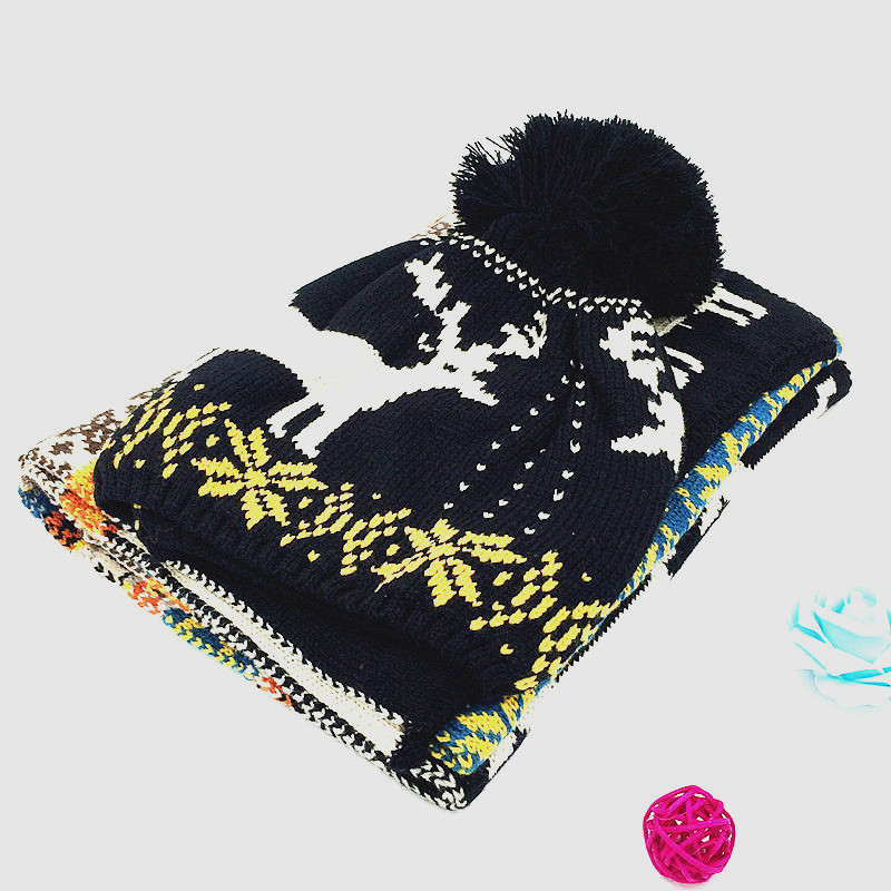 Hat and scarf dual-purpose knitted set, winter outdoor hat set, warm jacquard knitted cap manufacturer wholesale pic 14