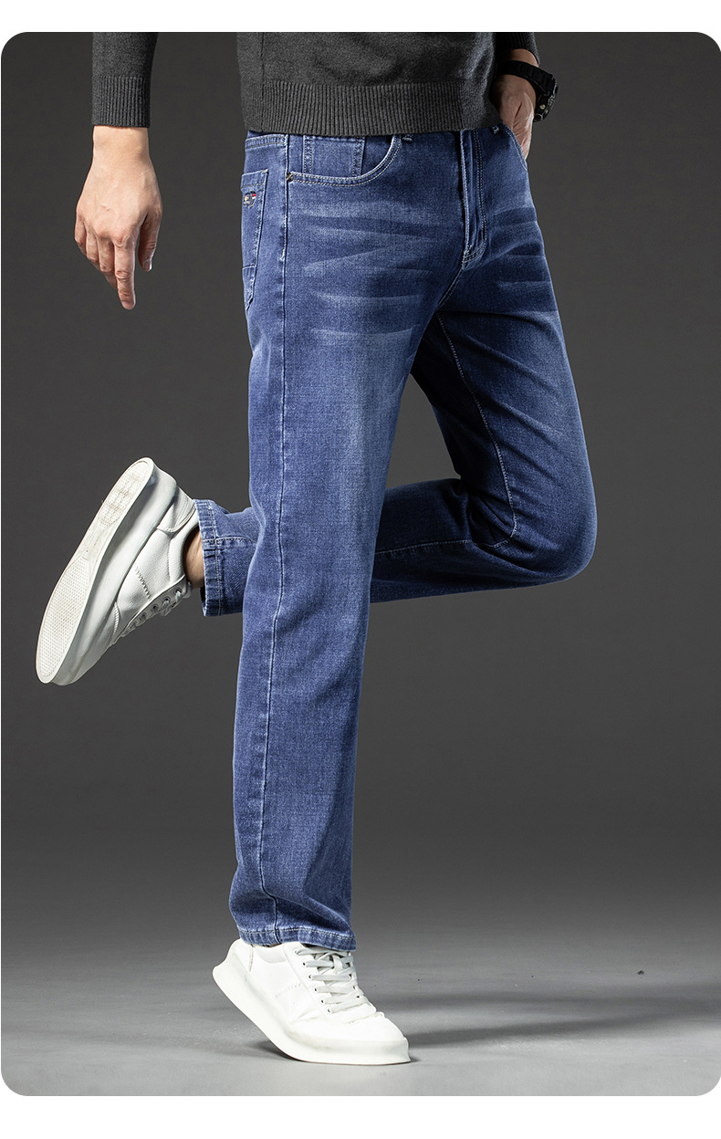 2024春夏季新品弹力高端简奢风百搭宽松直筒工艺水洗牛仔裤男士详情42