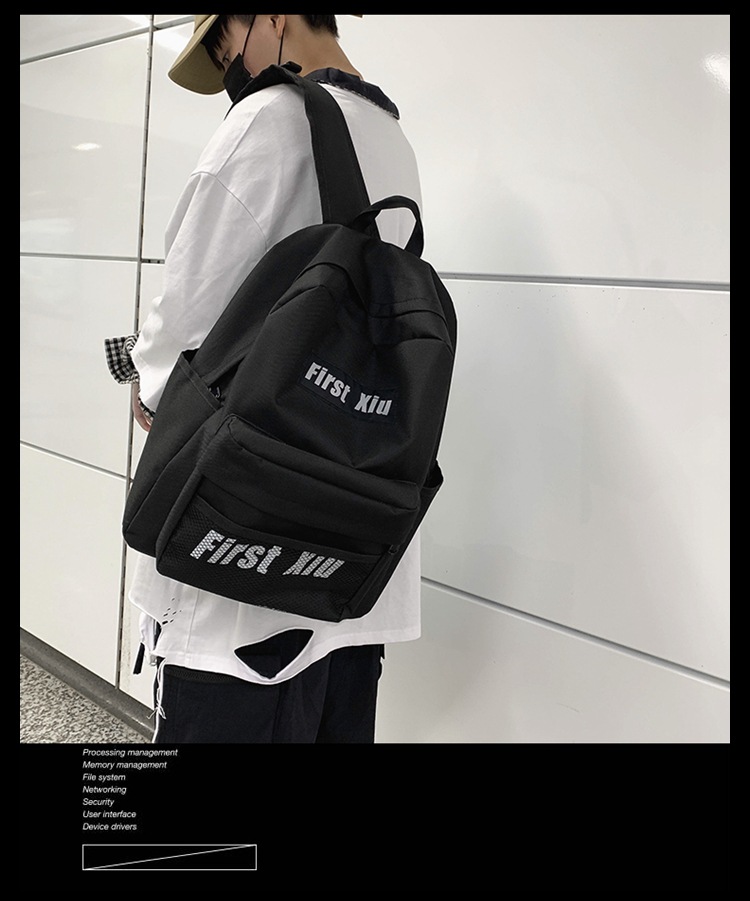 双肩包女2020新款大学生ins风书包韩版原宿ulzzang潮牌百搭背包男详情2