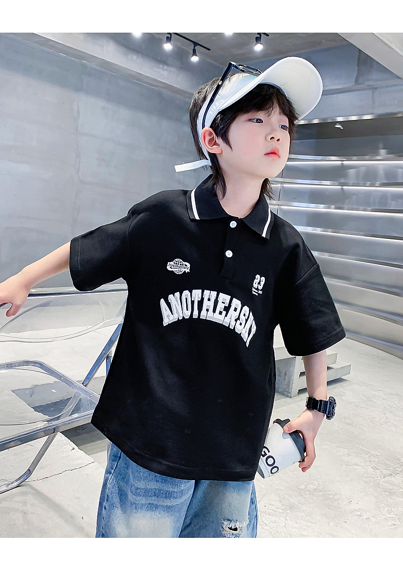 男大童夏季Polo衫运动短袖T恤2025新款儿童男孩夏装半袖冰感上衣详情12