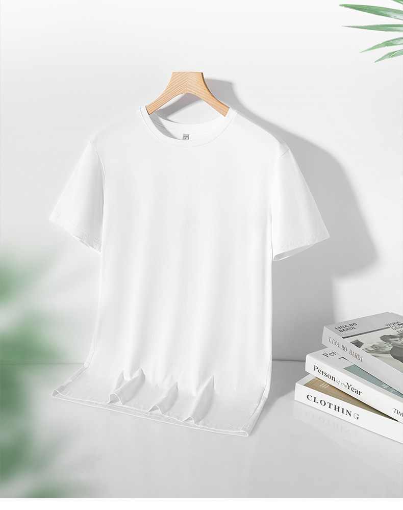 190莫代尔短袖T恤 男士夏季冰丝凉感速干衣红色圆领短袖半袖t恤男详情1