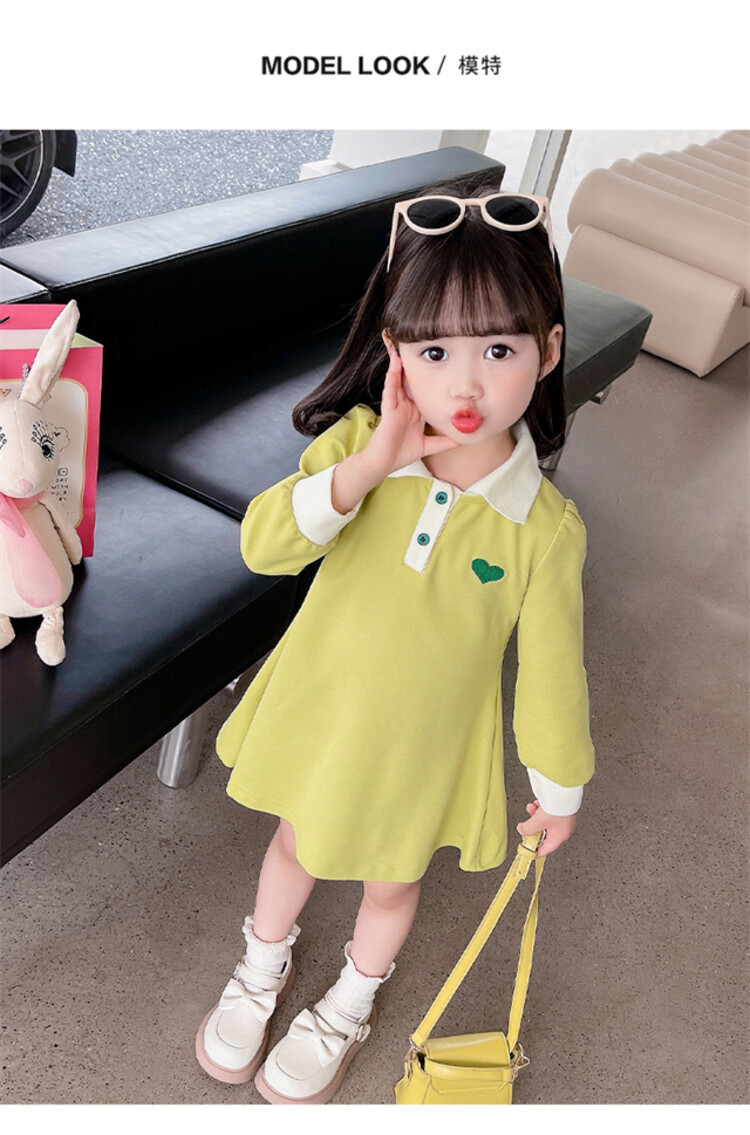 女童春秋款连衣裙2023秋季新款韩版女小童刺绣爱心连衣裙公主裙潮详情6