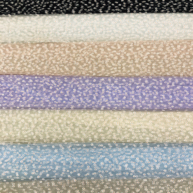 国潮厂家供应 胶浆胶印小雏菊网眼布网纱 裙纱童装舞台服装面料辅料详情12