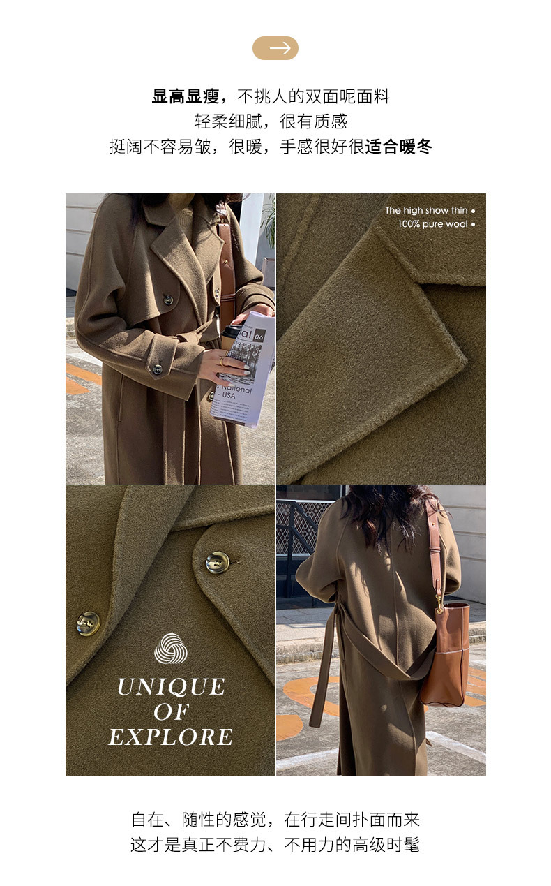 Q469 Dongdaemun Double-sided Cashmere Coat Korean version Autumn and Winter New Style Wool Tie suit collar woolen coat for women pic 15