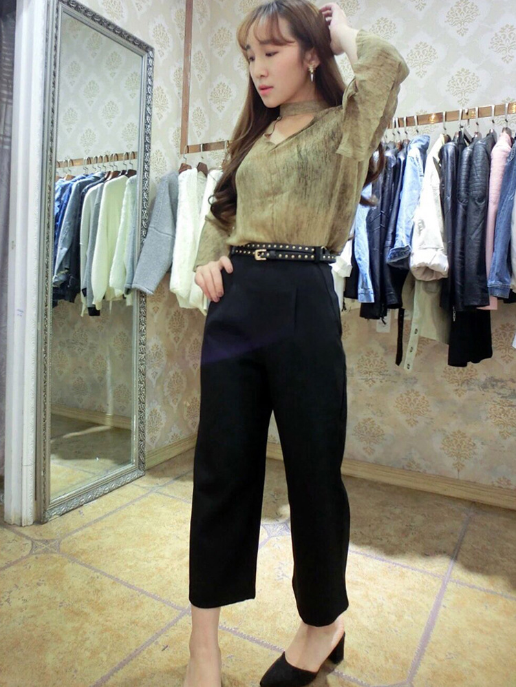 Comercio exterior europa y américa moda punk negro extra largo alrededor de dos anillos de remaches mujeres cintura fina cinturón de estilo fino de las mujeres pic 6