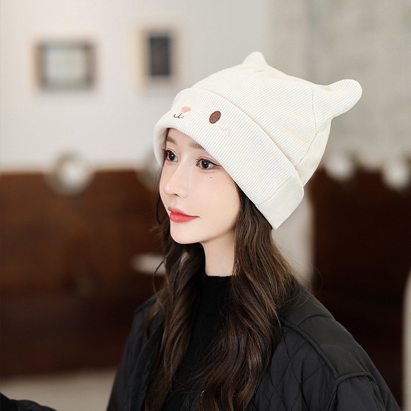 Gorro de punto mujer otoño invierno japonés manga de dibujos animados lindo gorro de oreja de conejo versión coreana heap heap gorro térmico gorro frío pic 9