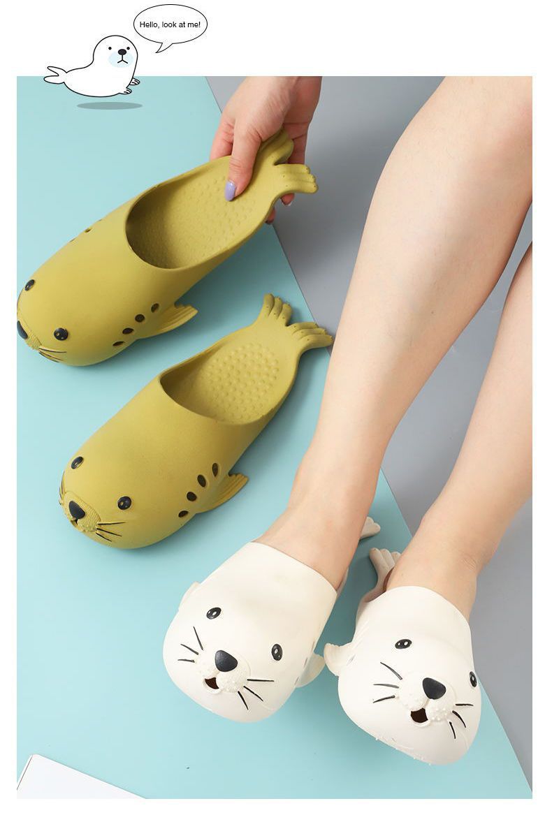 New sea lion couple slippers for women, cartoonish and cute summer, girlish cool slippers for home wear, beach headscarves for men pic 16