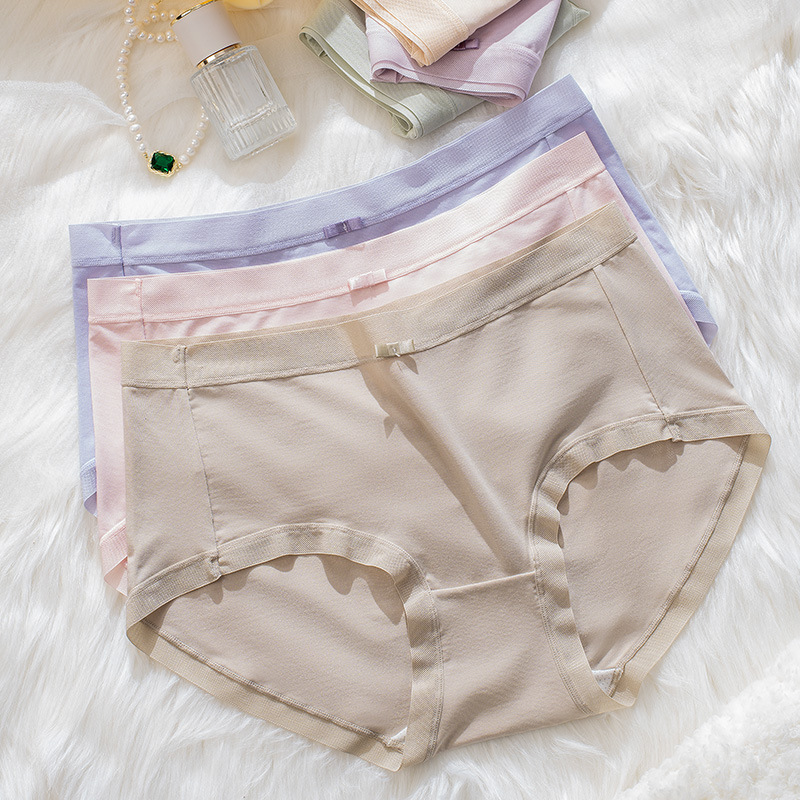 7A抗菌 60S兰精莫代尔中腰女士内裤透气桑蚕丝抑菌女士三角裤批发详情2