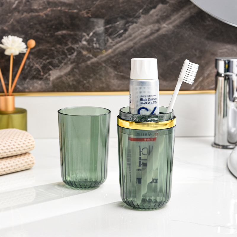 Toothbrush and tooth cup rack, light luxury bathroom mouthwash cup, wall-mounted toothpaste cup storage rack without drilling pic 2