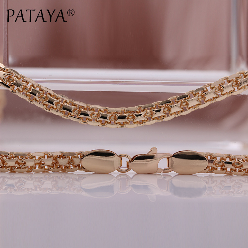 PATAYA585 rose gold genuine gold color retention electroplated cross-border direct supply AliExpress copper bracelet necklace matching pic 1