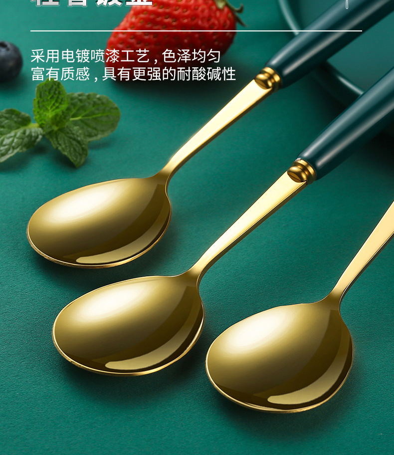 Wholesale of thickened stainless steel spoons with ceramic handles, Korean cute long-handled spoon tableware sets for household soups and meals pic 6
