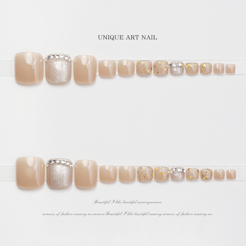 JZ-135 Wearable nail Art nail plate wholesale matte gold edge French toenail stickers detachable pieces waterproof toenails pic 23
