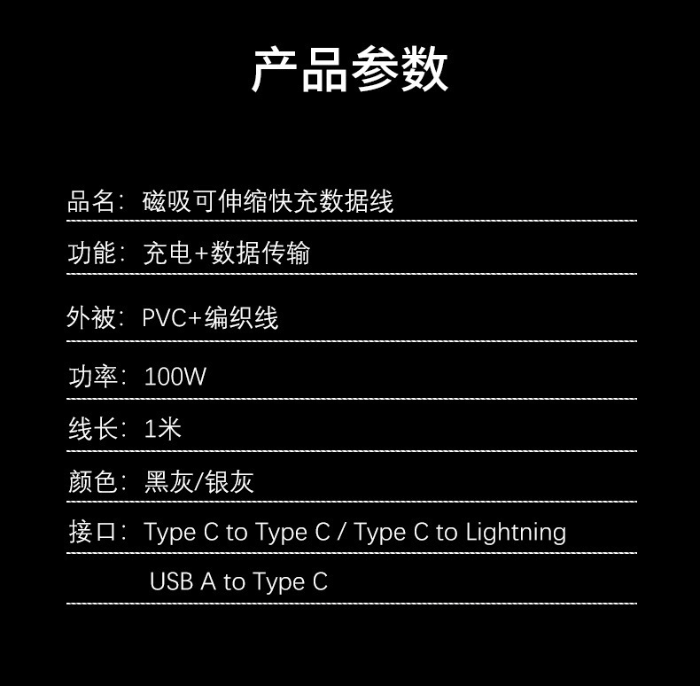 The new magnetic absorption nano data cable is suitable for Apple 15 dual type-c braided PD fast charging cable portable network red wire pic 14