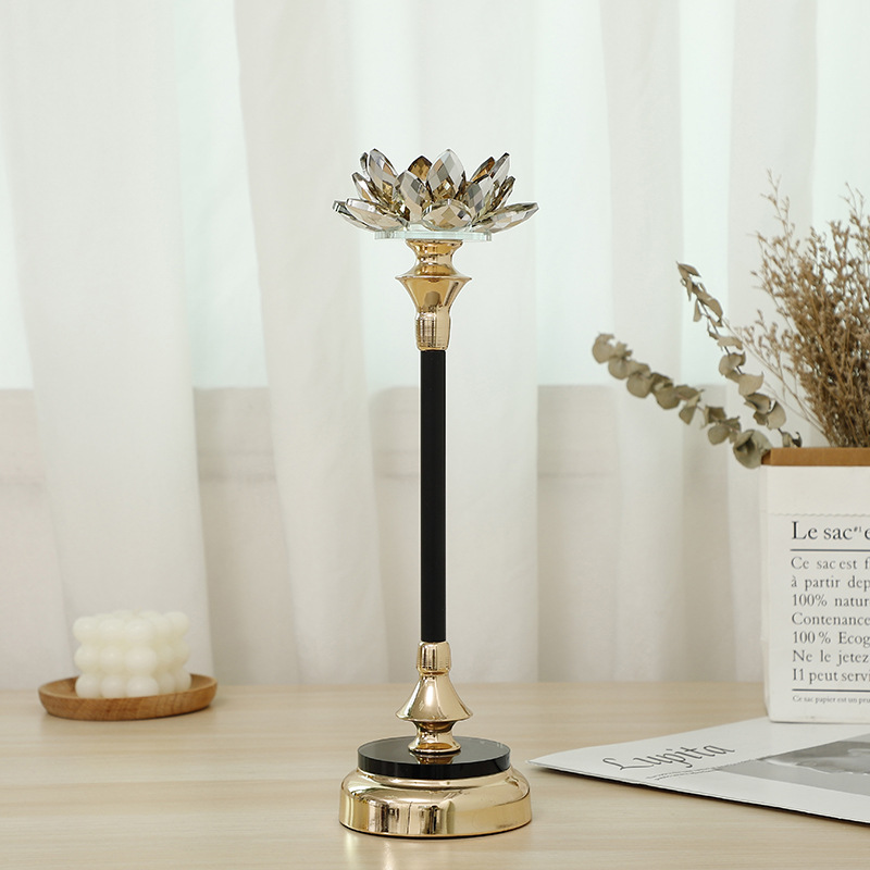 2022 New Style crystal candlestick New Year Gift, multi-specification Lotus Company wedding home metal props pic 3