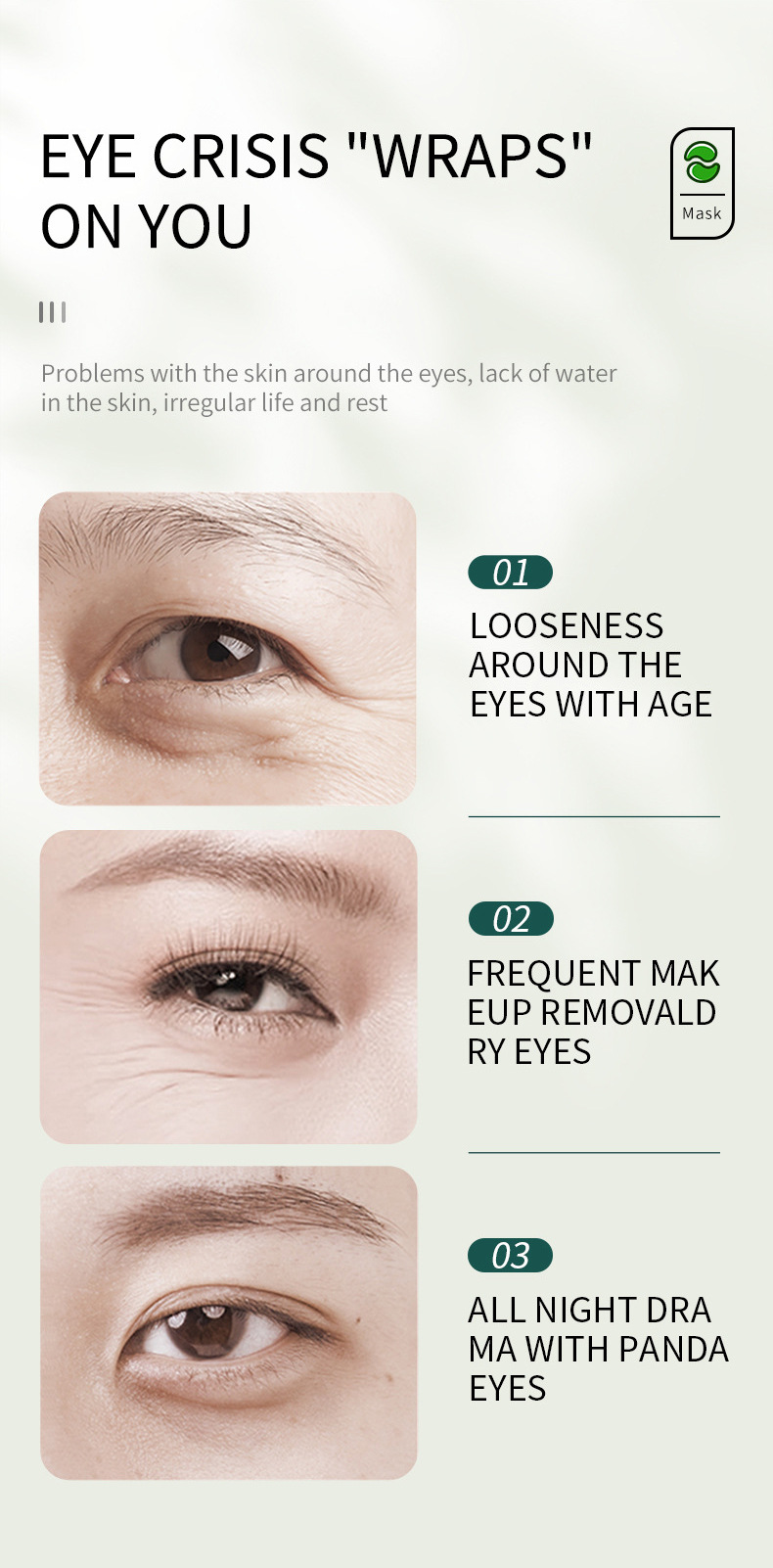 Cross-border export live wholesale of SADOER hydrating, moisturizing and nourishing eye care products in full English eye mask boxes pic 3