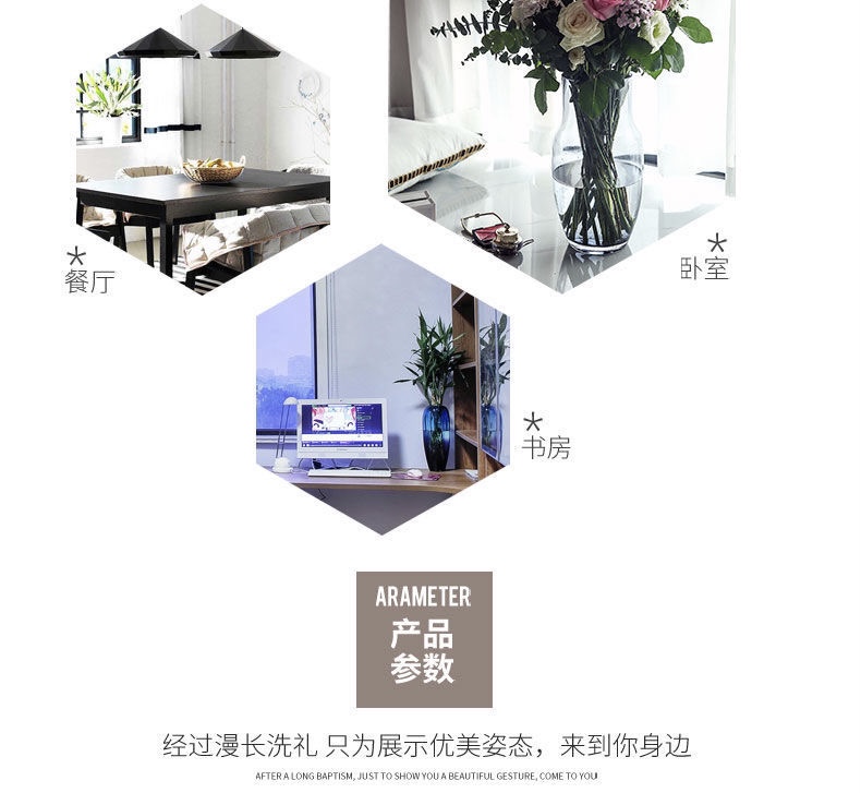 Simple thickened crystal glass vase with serrated mouth, starry sky, water-grown lily, flower arrangement, crystal glass shared vase, living room dining table, home ins decoration pic 33