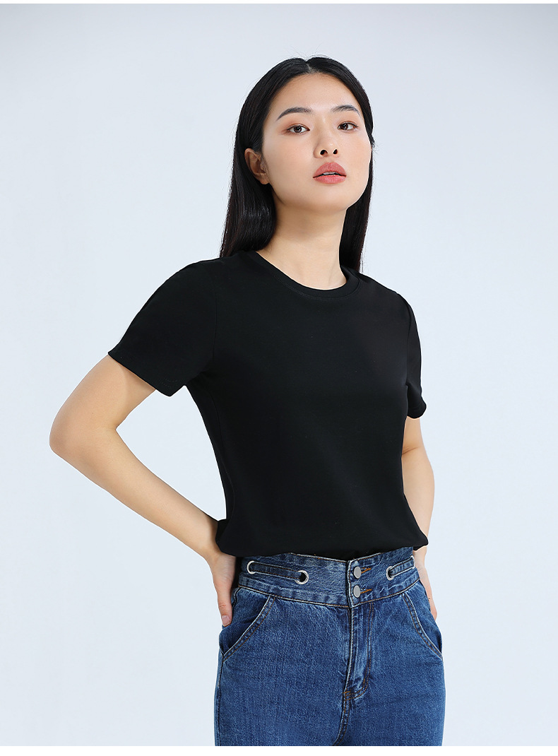 Summer pure white mercerized cotton T-shirt for women, pure cotton short-sleeved loose white T-shirt, half-sleeved body top, base layer pic 35