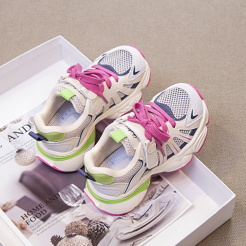 儿童运动鞋春秋2024新款女童老爹鞋大童鞋子男童春款网鞋网面透气详情1