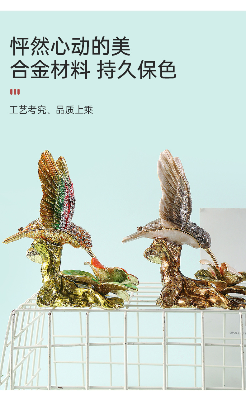 Desktop decorative items, enamel tree stump, eagle light, hand-painted zinc alloy metal handicraft jewelry box manufacturer wholesale pic 5