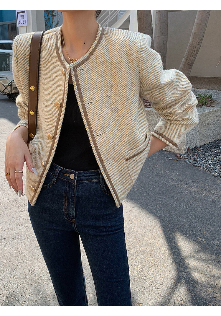 French-style elegant ladylike chanel-style woolen coat for women, a high-end look for autumn and winter, a short, retro and versatile top for petite women pic 16