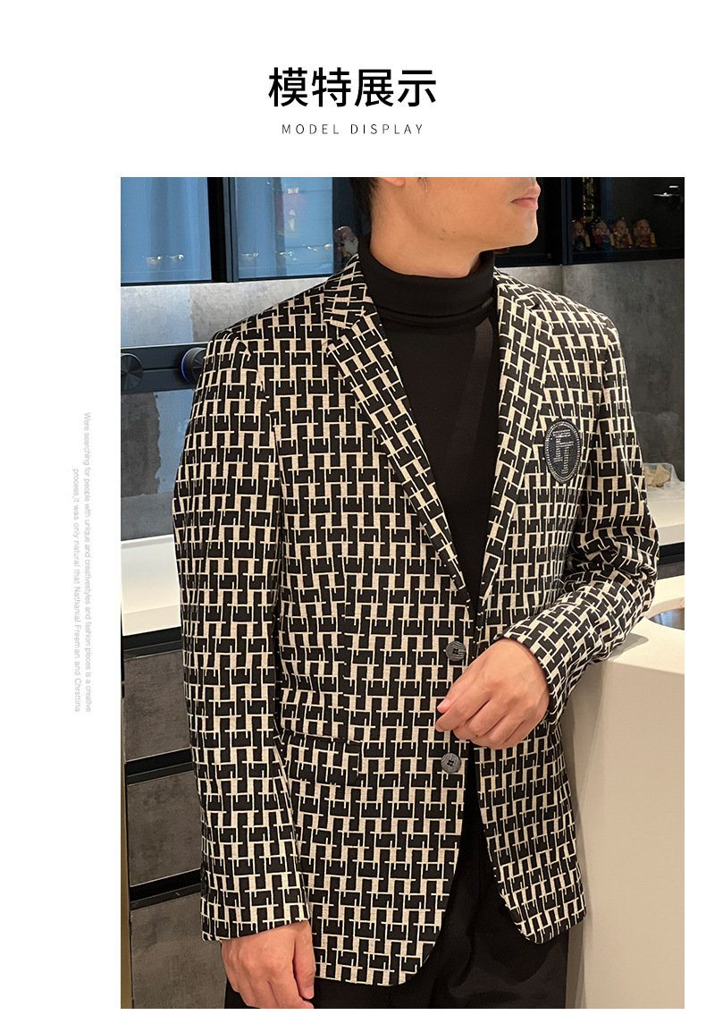 Negocios chaqueta a cuadros traje de hombre tendencia de la moda ropa de hombre versión coreana estilo de otoño top slim casual traje hombre pic 8