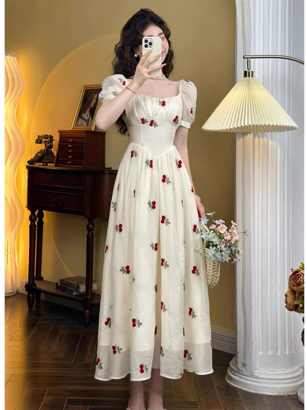 2024年【追风日记】初春短袖裙夏季海边度假法式复古仙女连衣裙女详情12