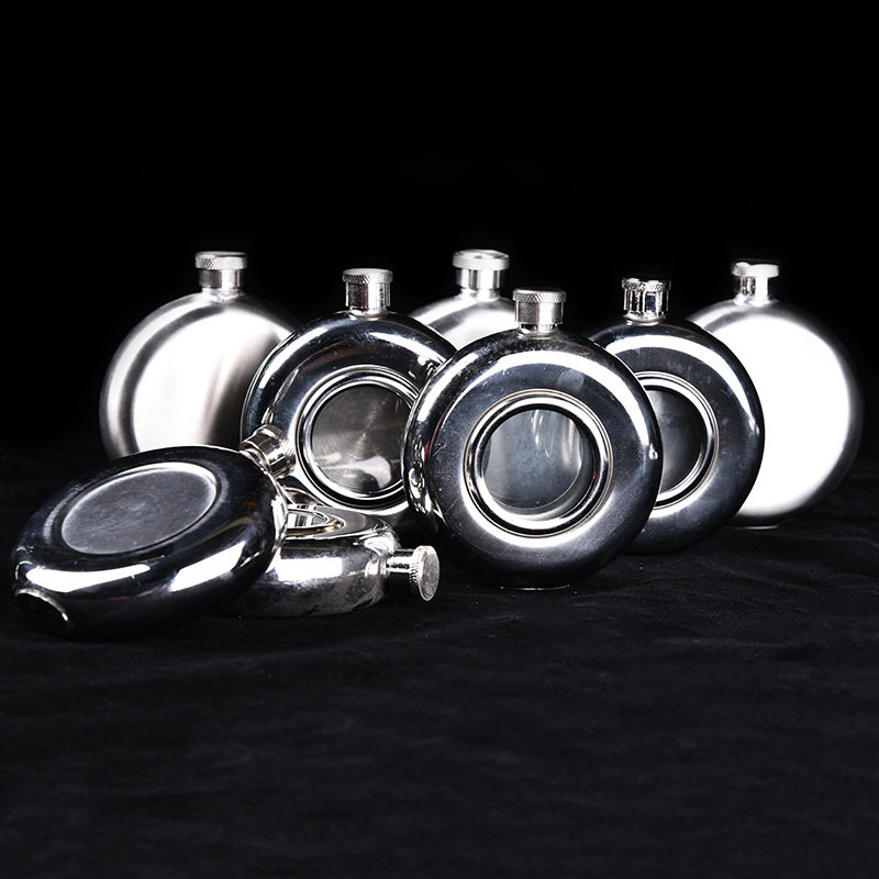 Portable stainless steel wine kettles, round and square, stainless steel wine bottles, portable wine kettles, factory direct sales in stock, various capacities 1oz, 2oz, 3oz, 5oz, 8oz, round. pic 3