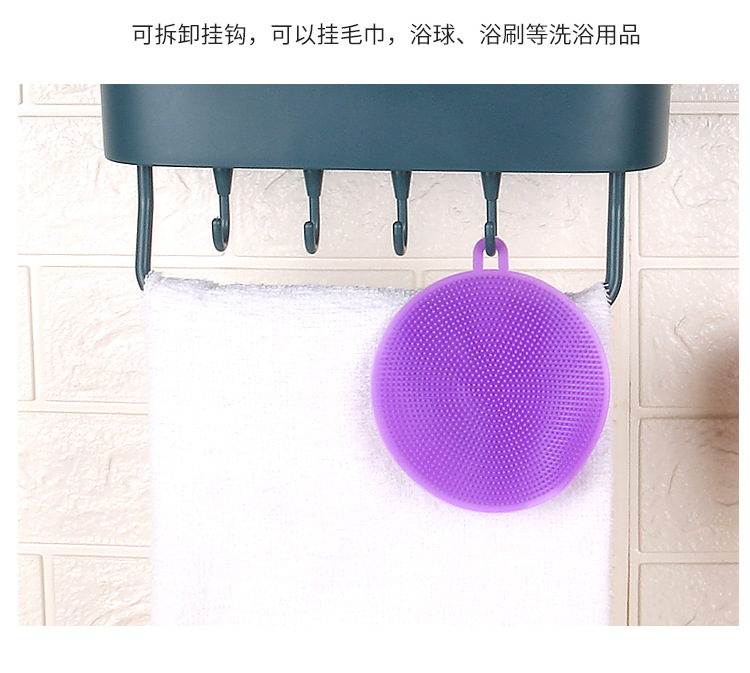 Powerful, seamless, non-drilling, water-draining storage rack, multi-functional hook storage rack, bathroom, toilet and kitchen storage rack pic 4