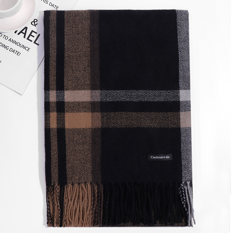2023韩版长款格子围巾女冬季新款时尚保暖加厚仿羊绒流苏披肩外贸详情23