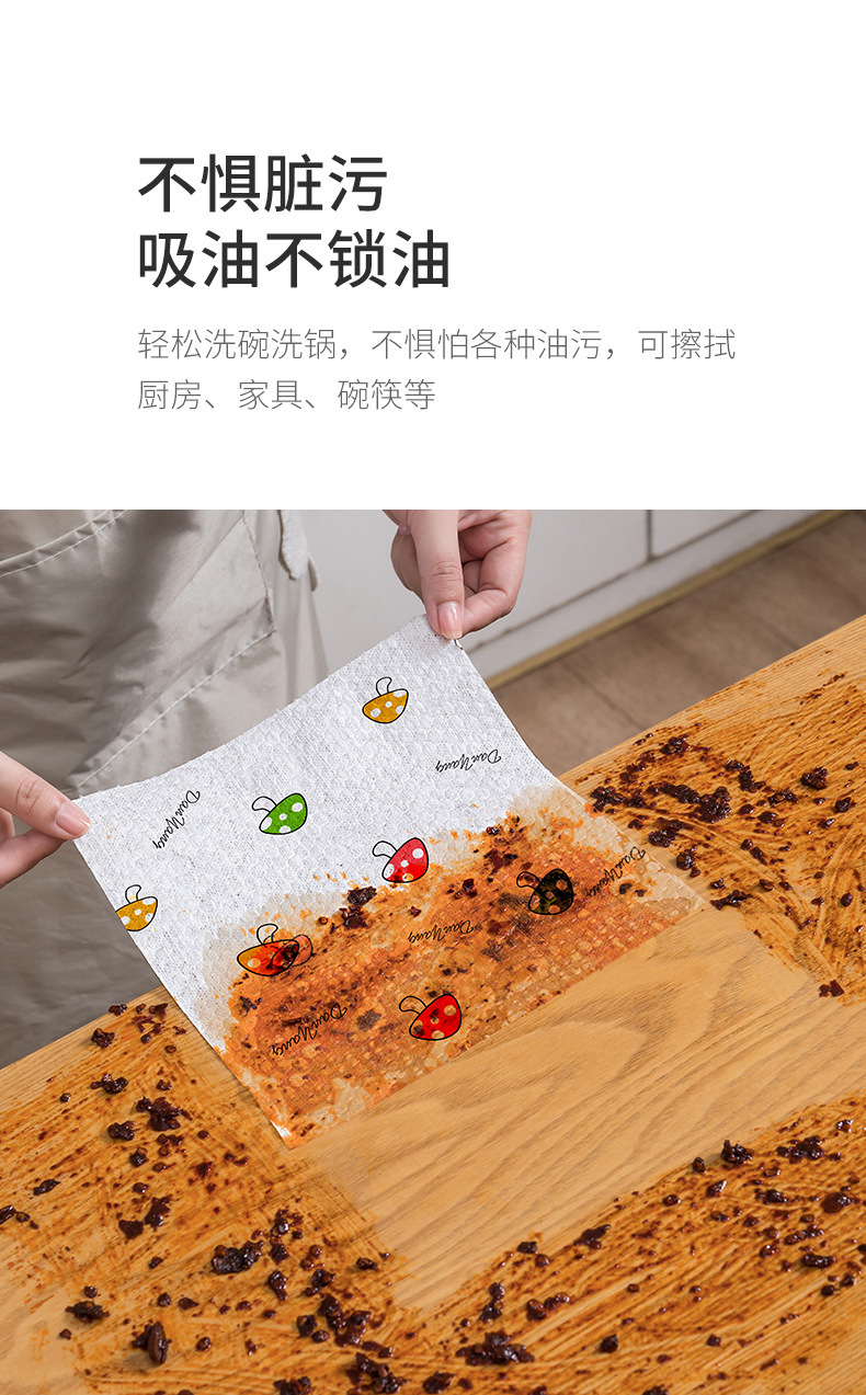 Wholesale absorbent and thickened kitchen paper, dry and wet dual-purpose, non-stick, disposable lazy cloths pic 38