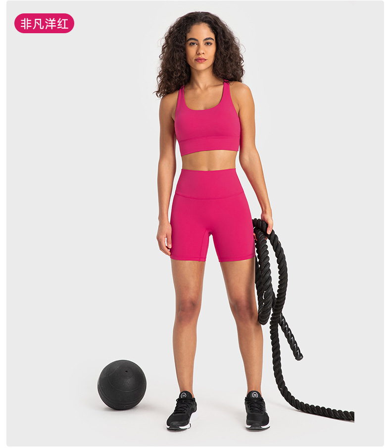 New nude-feel, no-embarrassment line solid color yoga shorts, double-sided brushed tight elastic sports and fitness three-inch pants for women pic 37