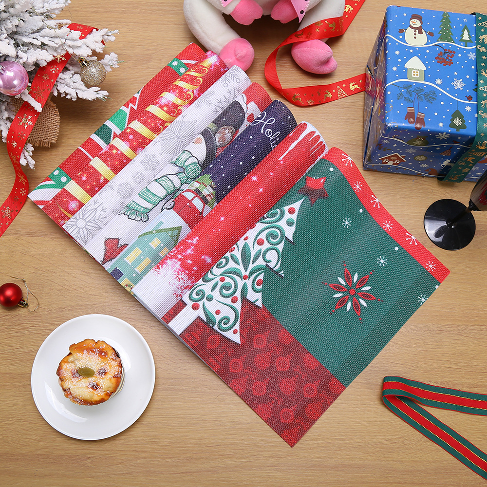 Christmas placemats, snowflake heat-resistant and heat-insulating coffee table MATS, holiday Western placemats, Nordic snowflake man table MATS, napkins and tablecloths wholesale pic 5