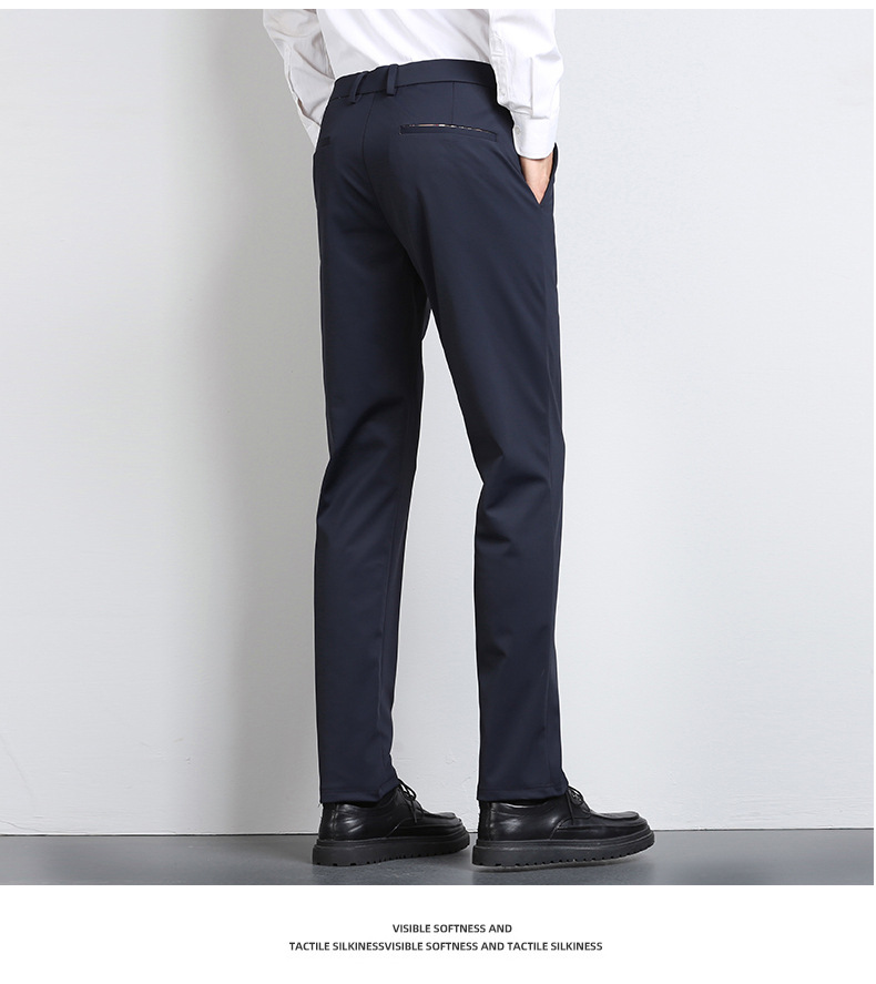 High-end business casual pants for men 2022 autumn and winter, thickened long pants, youth straight, elastic, wrinkle-free and drape dress pants pic 51