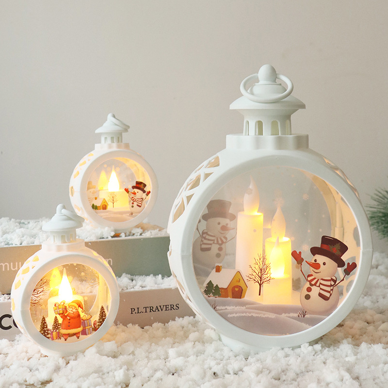 Christmas decoration items: led candle lights, round Christmas hanging lights, hand-held cross-border new retro window display items pic 1