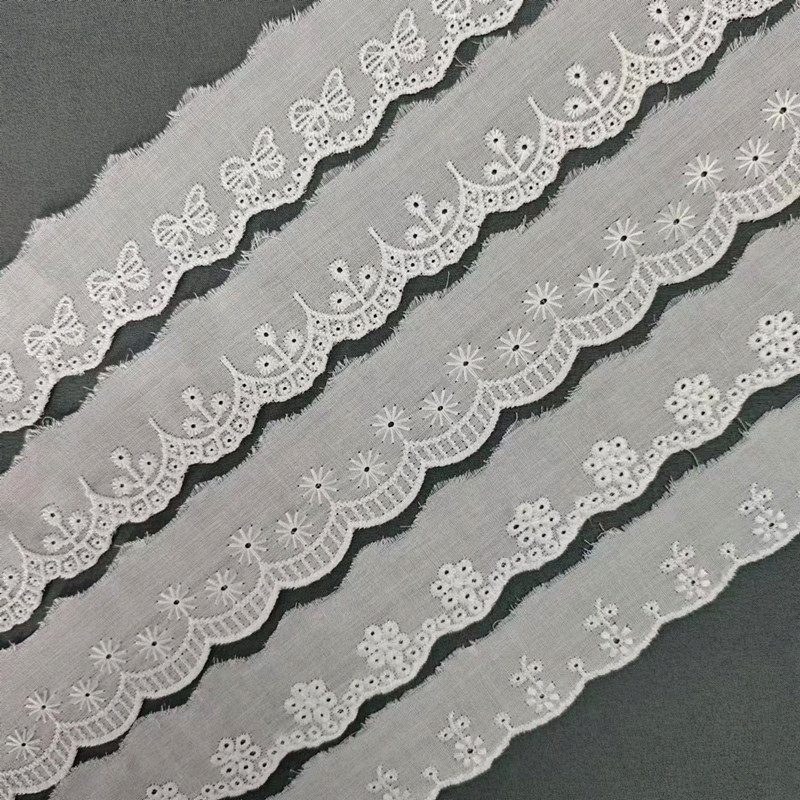 Wholesale of cotton embroidered lace, hollowed-out lace, embroidered skirt hem, clothing accessories, milk silk, perforated, barcode 2.5 pic 2