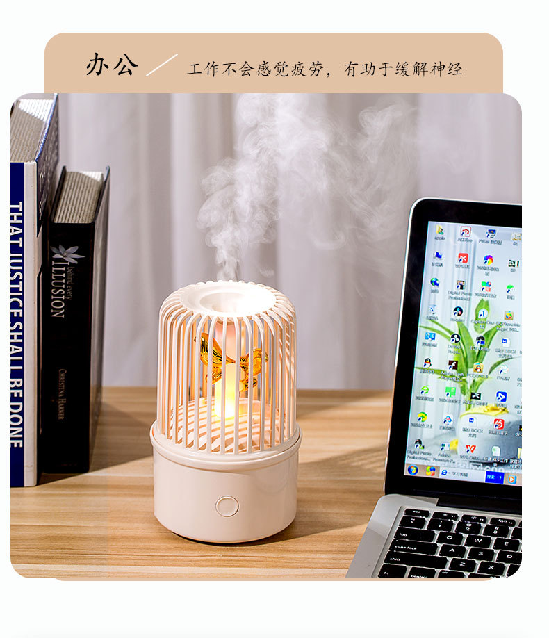 报喜鸟加湿器鸟笼造型桌面补水仪香薰机详情14