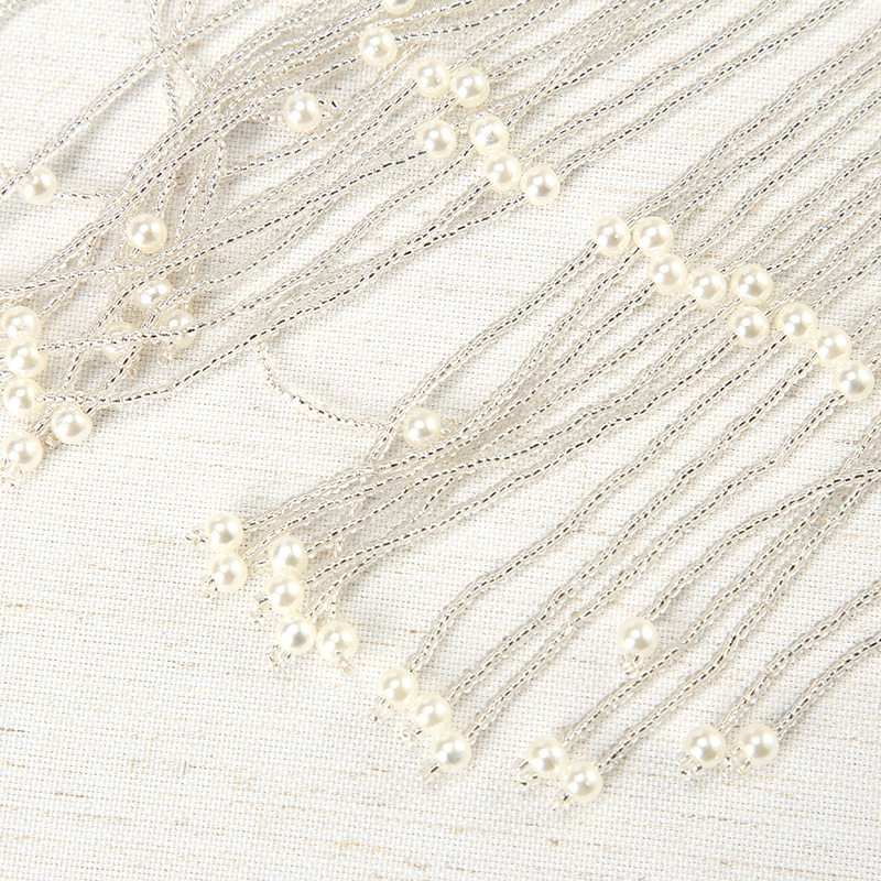 Korean-style pearl top hat, court-style long tassel beaded hat, elegant and elegant bangs hat, wedding dress, hair accessories wholesale pic 9