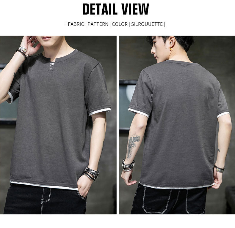 Short-sleeved T-shirt for men, Korean style, summer loose cotton T-shirt, cross-border new style, student bottom layer, half-sleeved shirt pic 53