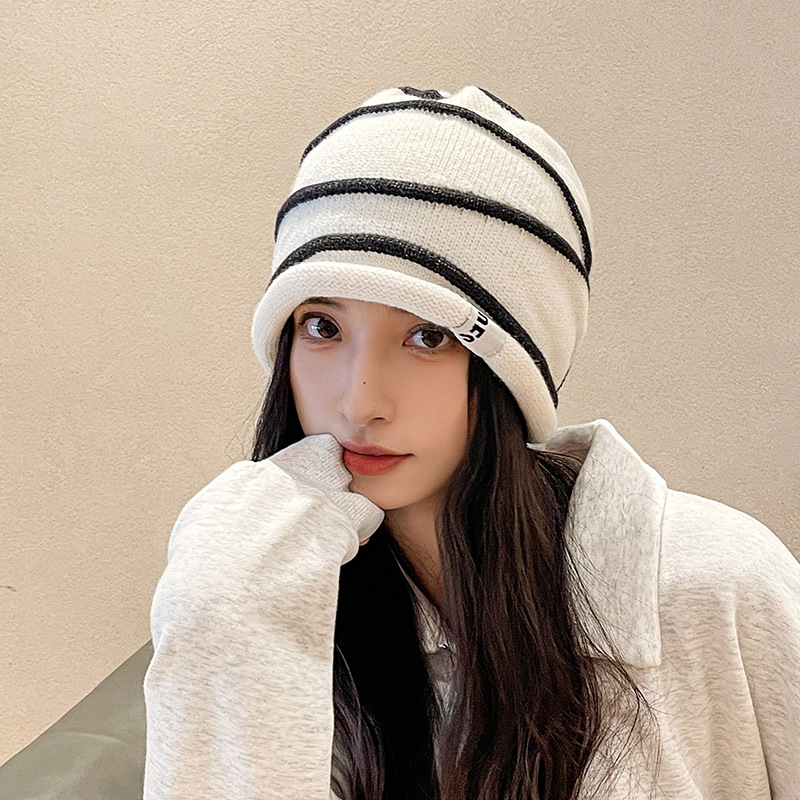 Sombrero lunzi primavera otoño stretch slim cara pequeña bolsa sombrero versión coreana cabeza grande wrap rizado heap heap sombrero invierno caliente sombrero frío mujer pic 14