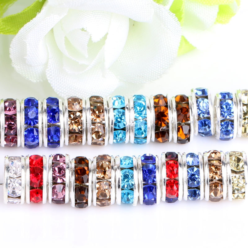圈隔珠彩色手链镶钻隔片车轮圈手工配件钻6/8/10/12mm diy饰品配详情2