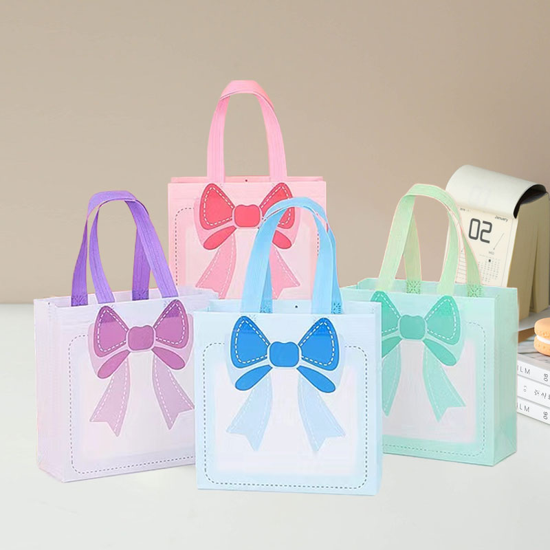 开学季学生覆膜蝴蝶结可爱无纺布手提袋时尚环保购物袋高级礼品袋详情4