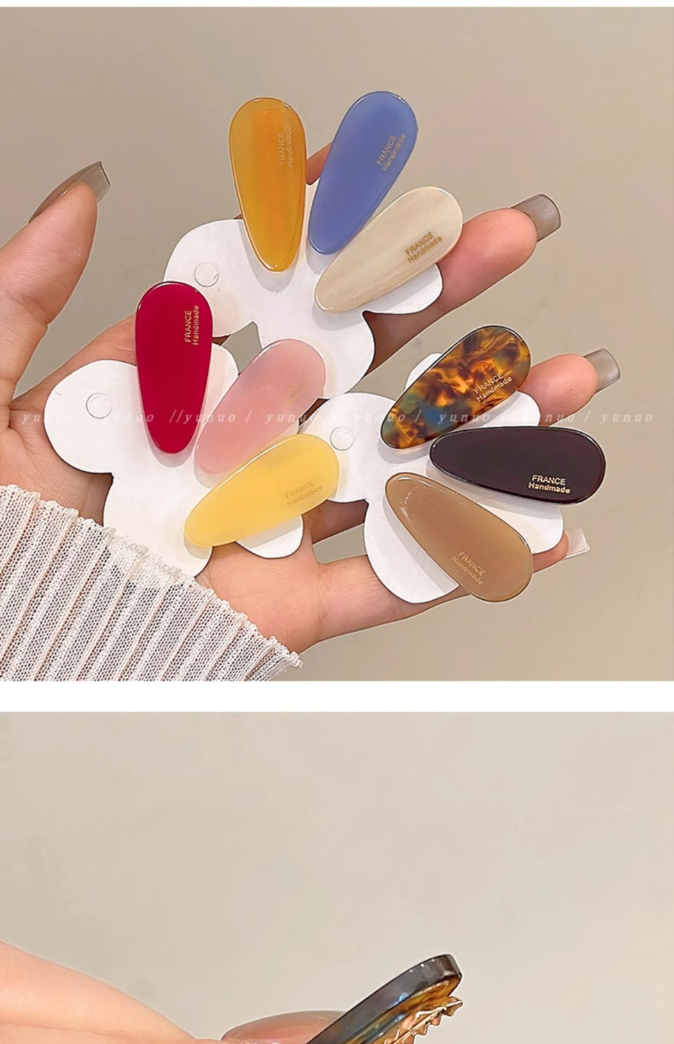 3-piece set of spring and summer water drop small hair clips, side clips, fringe clips for women, 2025 new high-end style duckbill clips headwear pic 16