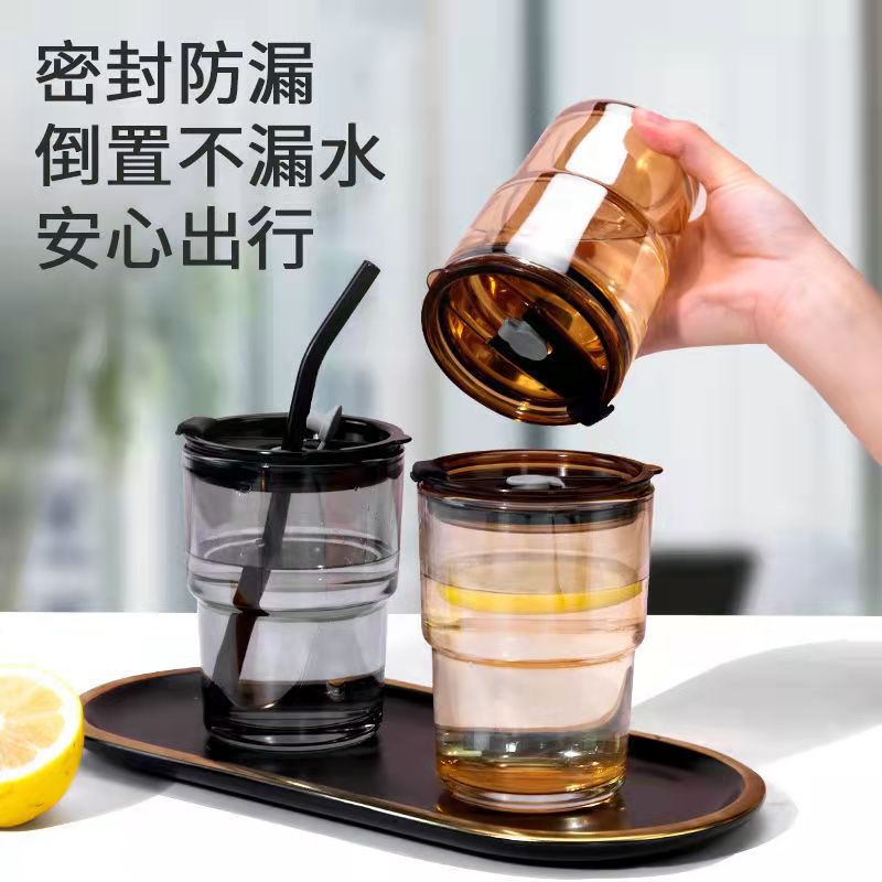 Creative bamboo joint cup, glass straw cup, travel cup, portable glass cup, office coffee cup, opening event gift pic 3