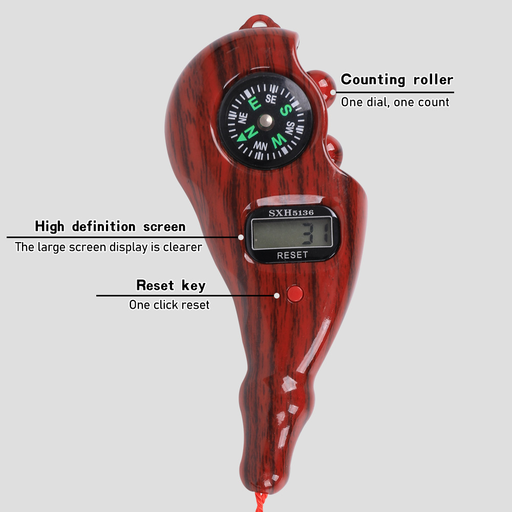 2026s# Wood-grain electronic counter with compass, LCD digital display, five-digit 99999, rotating bead pic 3