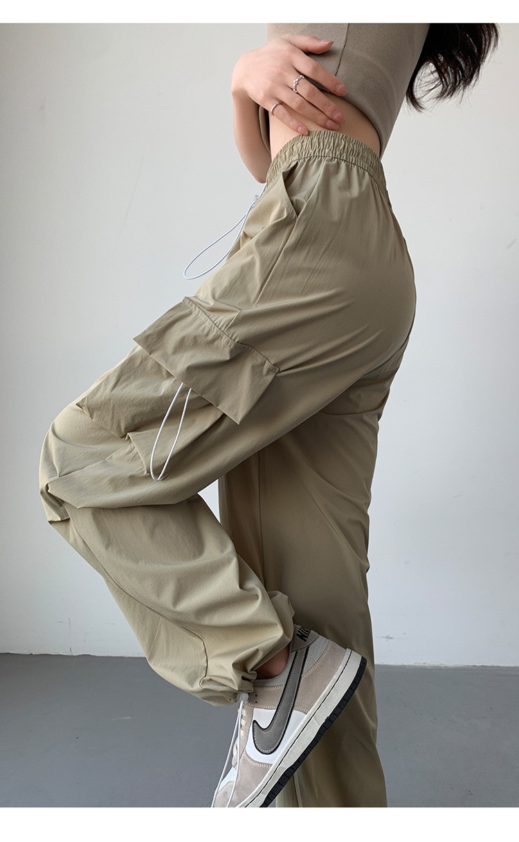 速干工装裤子女夏2024新款高腰小个子防晒显瘦降落伞冰丝阔腿裤女详情24