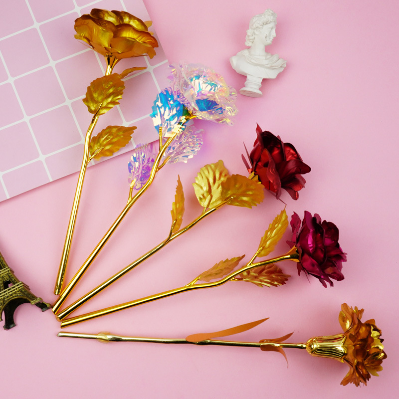 情人节24K彩金金箔玫瑰康乃馨 圣诞节玫瑰带礼盒活动赠品批发母亲节礼品详情3