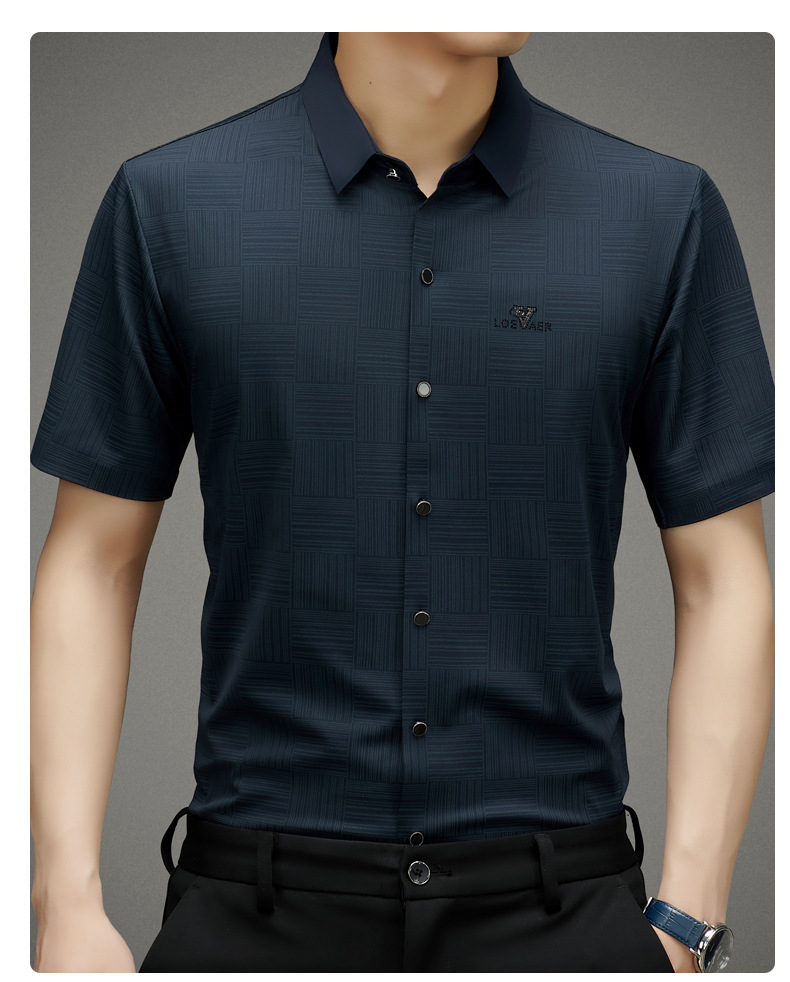 衬衫短袖男夏季新款抖快热卖轻商务中年短袖衬衫翻领修身休闲短袖详情24