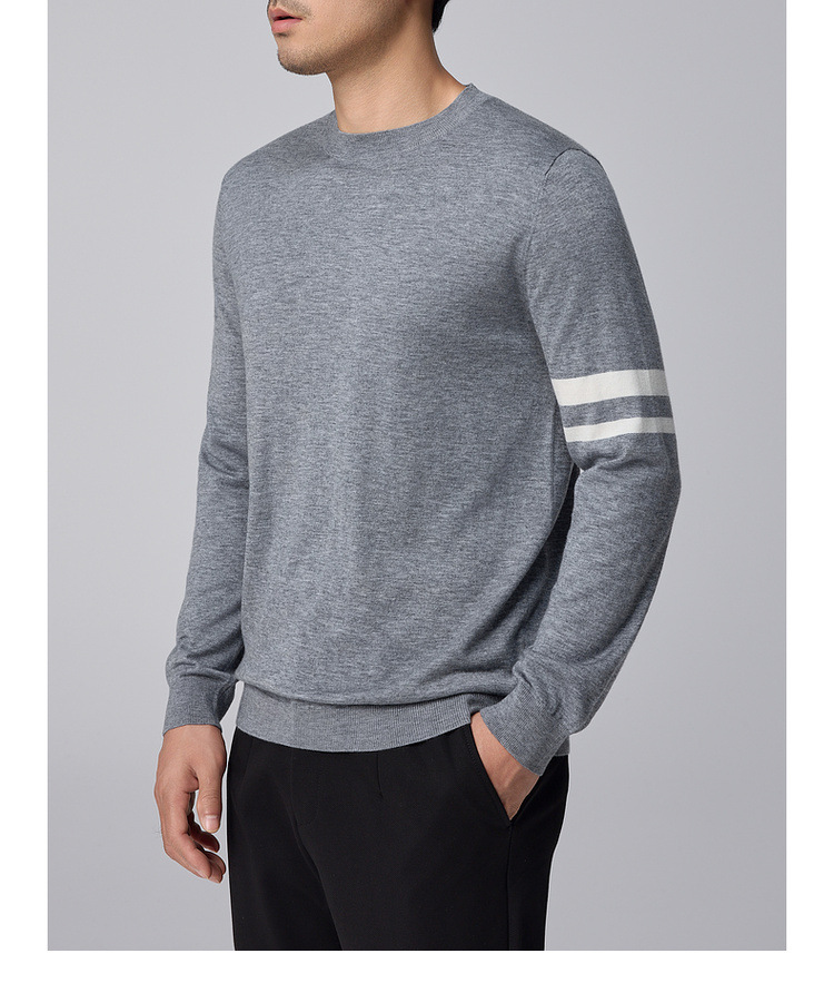 墨麦客男装条纹撞色打底羊毛衫男2024冬季新款简约男士毛衣20810详情18