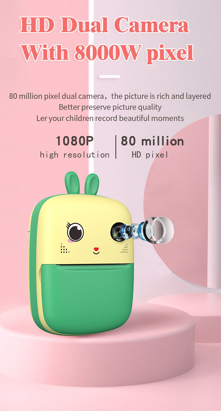 跨境批发儿童拍立得打印相机高清拍照录像源厂代发卡通玩具礼盒详情9